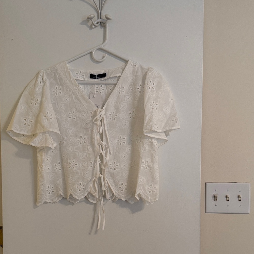 3 tie front Lace Women Top